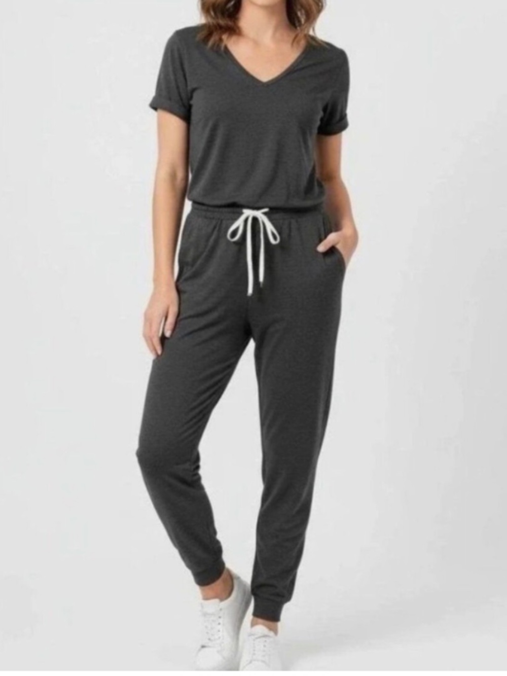 Vuori Women’s Charcoal Heather All Day Dreamknit Lightweight Romper | Size M